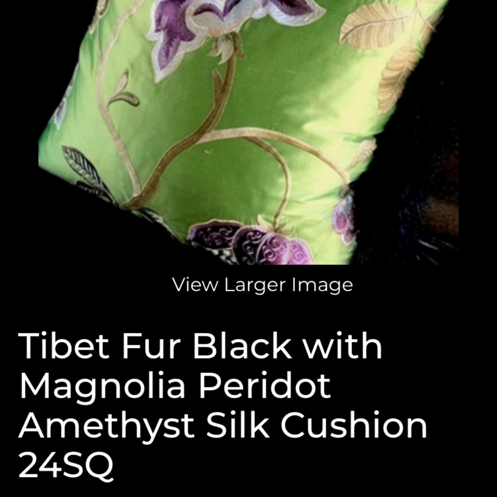 Set of 2 Tibet Fur & Silk Pillow Cushions – 20” x 20”